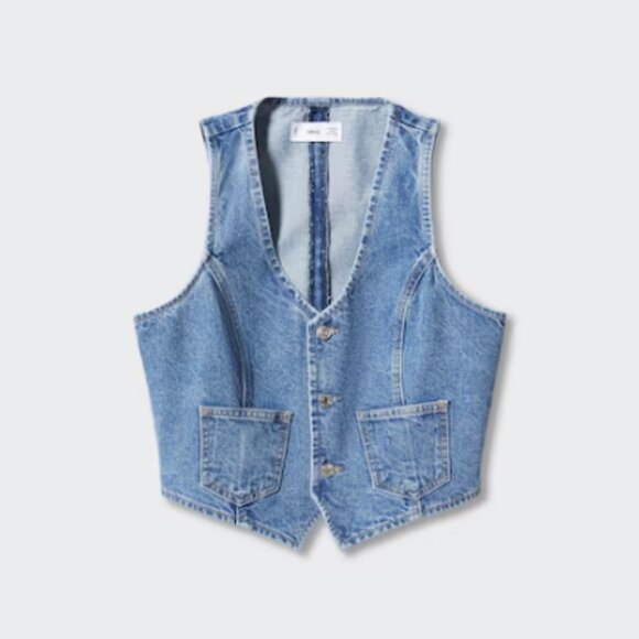 Mango Denim Vest with Pockets - Size XS - Picture 5 of 8